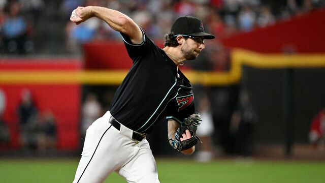 PHOENIX, ARIZONA - SEPTEMBER 20: Zac Gallen #23 of the Arizona Diamondbacks delivers a first inning pitch against the Philadelphia Phillies at Chase Field on September 20, 2025 in Phoenix, Arizona.