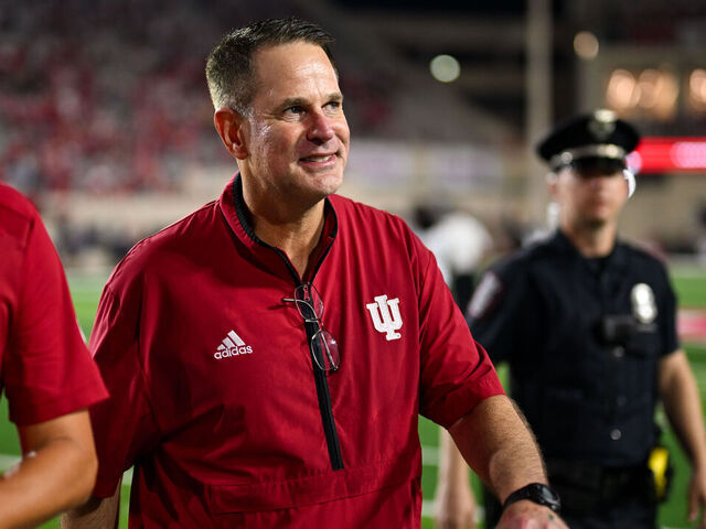 BLOOMINGTON, IN - SEPTEMBER 20: Indiana Hoosiers head coach Curt Cignetti walks off the field following a college football game between the Illinois Fighting Illini and Indiana Hoosiersi on September 20, 2025 at Memorial Stadium in Bloomington, IN