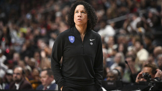 BIRMINGHAM, ALABAMA - MARCH 30: Head Coach Kara Lawson of the Duke Blue Devils looks on in the first quarter during game against the South Carolina Gamecocks in the Elite Eight round of the 2025 NCAA Women's Basketball Tournament held at Legacy Arena at the BJCC on March 30, 2025 in Birmingham, Alabama.