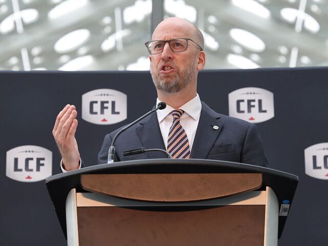 TORONTO. Stewart Johnston's introductory press conference at Hotel X on Thursday. THE CFL announced Johnston as the 15th commissioner of the CFL on April 2, but it is his first official day in the position.(R.J.Johnston/Toronto Star) R.J. Johnston/Toronto Star (R.J. Johnston/Toronto Star via Getty Images)
