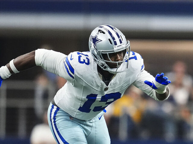 ARLINGTON, TX - SEPTEMBER 14: Dante Fowler Jr. #13 of the Dallas Cowboys rushes the passer during an NFL football game against the New York Giants at AT&T Field on September 14, 2025 in Arlington, Texas.