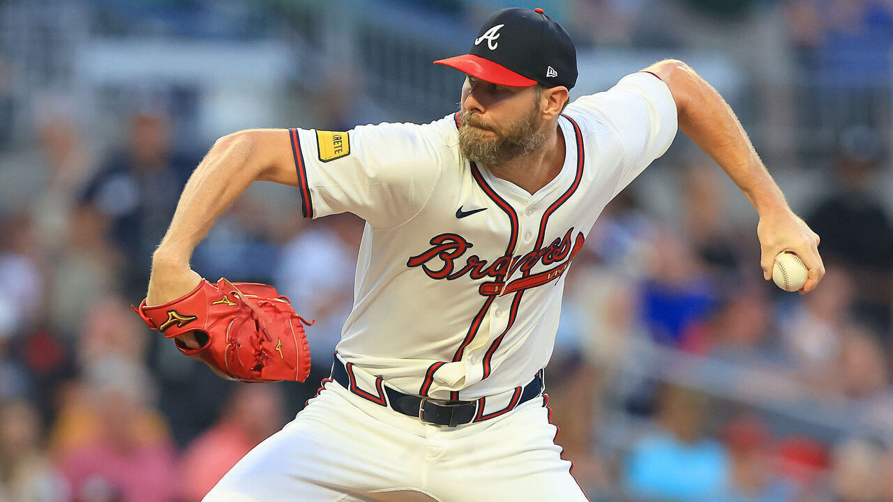 ATLANTA, GA - SEPTEMBER 22: Chris Sale #51 of the Atlanta Braves delivers during the Monday evening MLB game between the Atlanta Braves and the Washington Nationals on September 22, 2025 at Truist Park in Atlanta, Georgia.