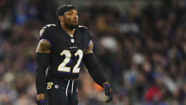 BALTIMORE, MD - SEPTEMBER 22: Derrick Henry #22 of the Baltimore Ravens walks onto the field against the Detroit Lions during the first half of an NFL football game at M&T Bank Stadium on September 22, 2025 in Baltimore, Maryland.