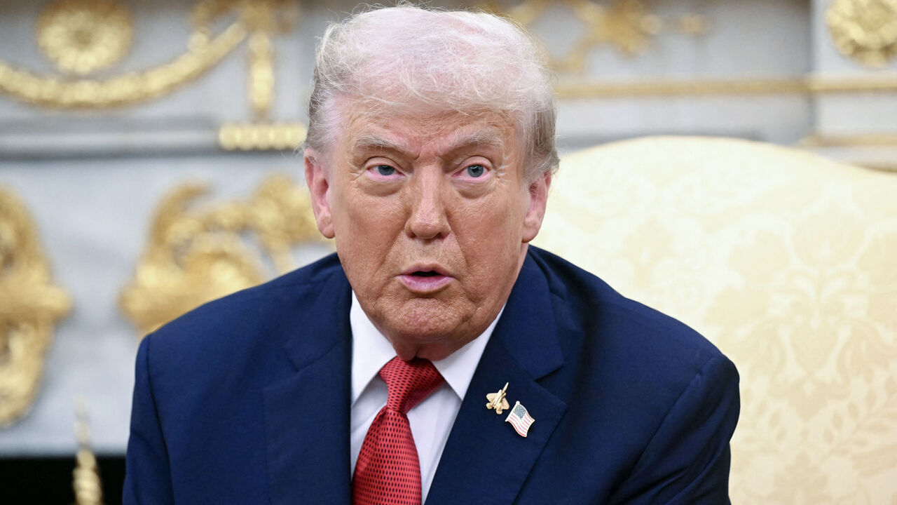 US President Donald Trump speaks during a meeting with Turkey's President Recep Tayyip Erdogan in the Oval Office of the White House in Washington, DC on September 25, 2025.