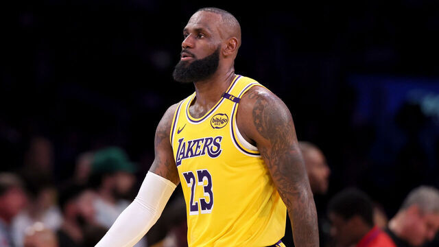 Los Angeles, CA, Wednesday, April 30, 2025 - Los Angeles Lakers forward LeBron James (23) in the second quarter. The LA Lakers and the Minnesota Timberwolves in game five of the first round of the NBA playoffs at Crypto.com Arena. (Robert Gauthier/Los Angeles Times via Getty Images)