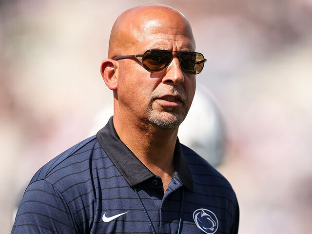 STATE COLLEGE, PA - SEPTEMBER 13: Head coach James Franklin of the Penn State Nittany Lions looks on before the game against the Villanova Wildcats at West Shore Home Field at Beaver Stadium on September 13, 2025 in State College, Pennsylvania.