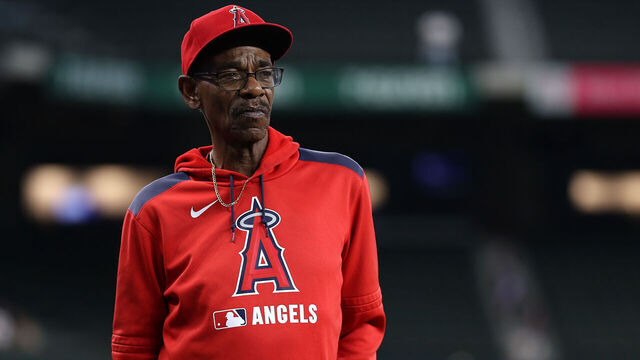 ARLINGTON, TEXAS - AUGUST 27: Manager Ron Washington #37 of the Los Angeles Angels looks on prior to the game against the Texas Rangers at Globe Life Field on August 27, 2025 in Arlington, Texas.