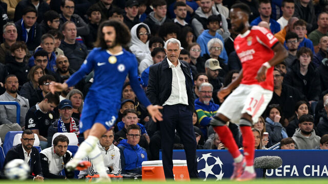 LONDON, ENGLAND - SEPTEMBER 30: José Mourinho, Head Coach of Benfica looks on during the UEFA Champions League 2025/26 League Phase MD2 match between Chelsea FC and SL Benfica at Stamford Bridge on September 30, 2025 in London, England.