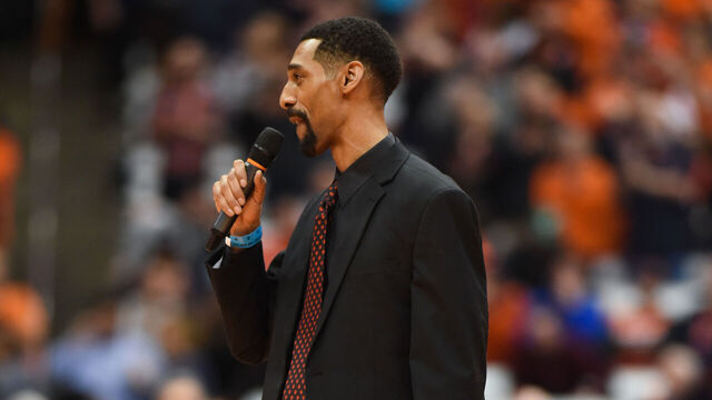 SYRACUSE, NY - MARCH 03: All time leading scorer at Syracuse Lawrence Moten is the guest of honor at the game between the Syracuse Orange and the Clemson Tigers on March 3rd, 2018 at the Carrier Dome in Syracuse Ny. The Syracuse Orange defeat the Clemson Tigers 55-52