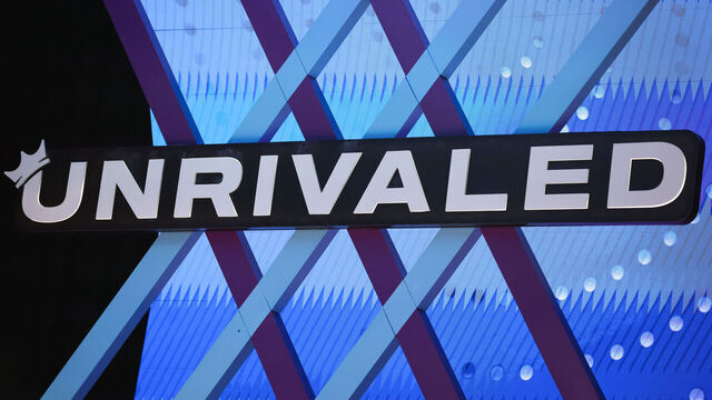 MEDLEY, FLORIDA - JANUARY 31: A general view of an Unrivaled sign prior to a game between Phantom and Rose at Wayfair Arena on January 31, 2025 in Medley, Florida.