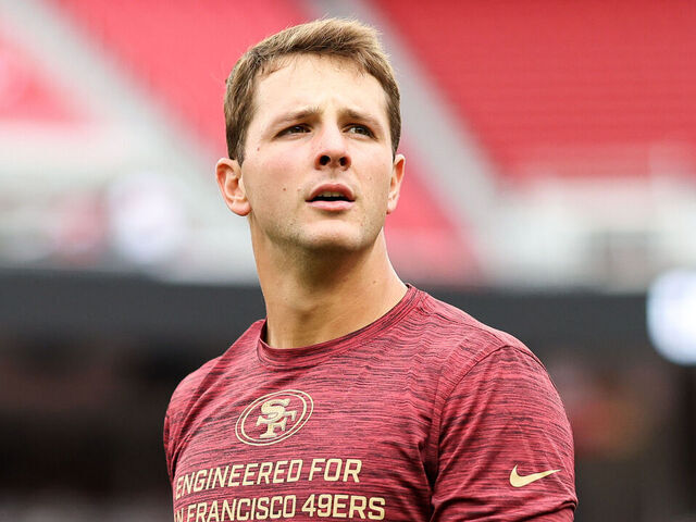 SANTA CLARA, CALIFORNIA - SEPTEMBER 28: Brock Purdy #13 of the San Francisco 49ers warms up prior to the game against the Jacksonville Jaguars at Levi's Stadium on September 28, 2025 in Santa Clara, California.