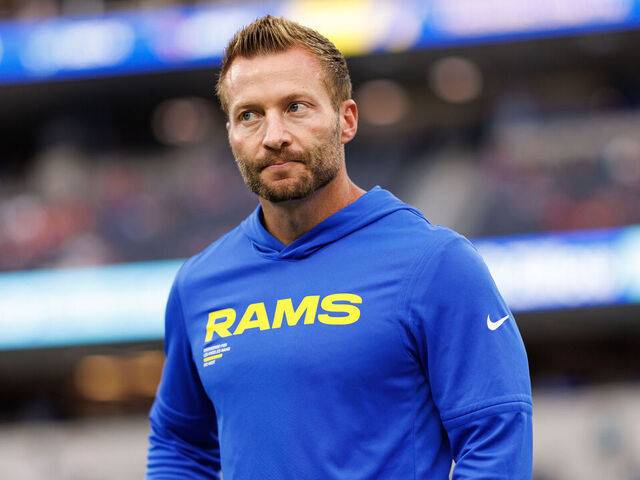 INGLEWOOD, CALIFORNIA - OCTOBER 02: Head coach Sean McVay of the Los Angeles Rams stands on the field prior to an NFL football game against the San Francisco 49ers at SoFi Stadium on October 02, 2025 in Inglewood, California.