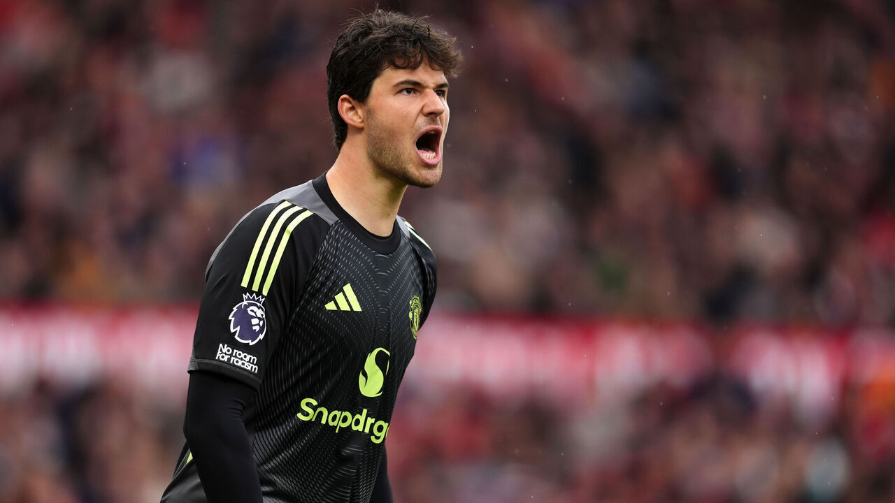 Manchester United goalkeeper Senne Lammens during the Premier League match at Old Trafford, Manchester. Picture date: Saturday October 4, 2025.