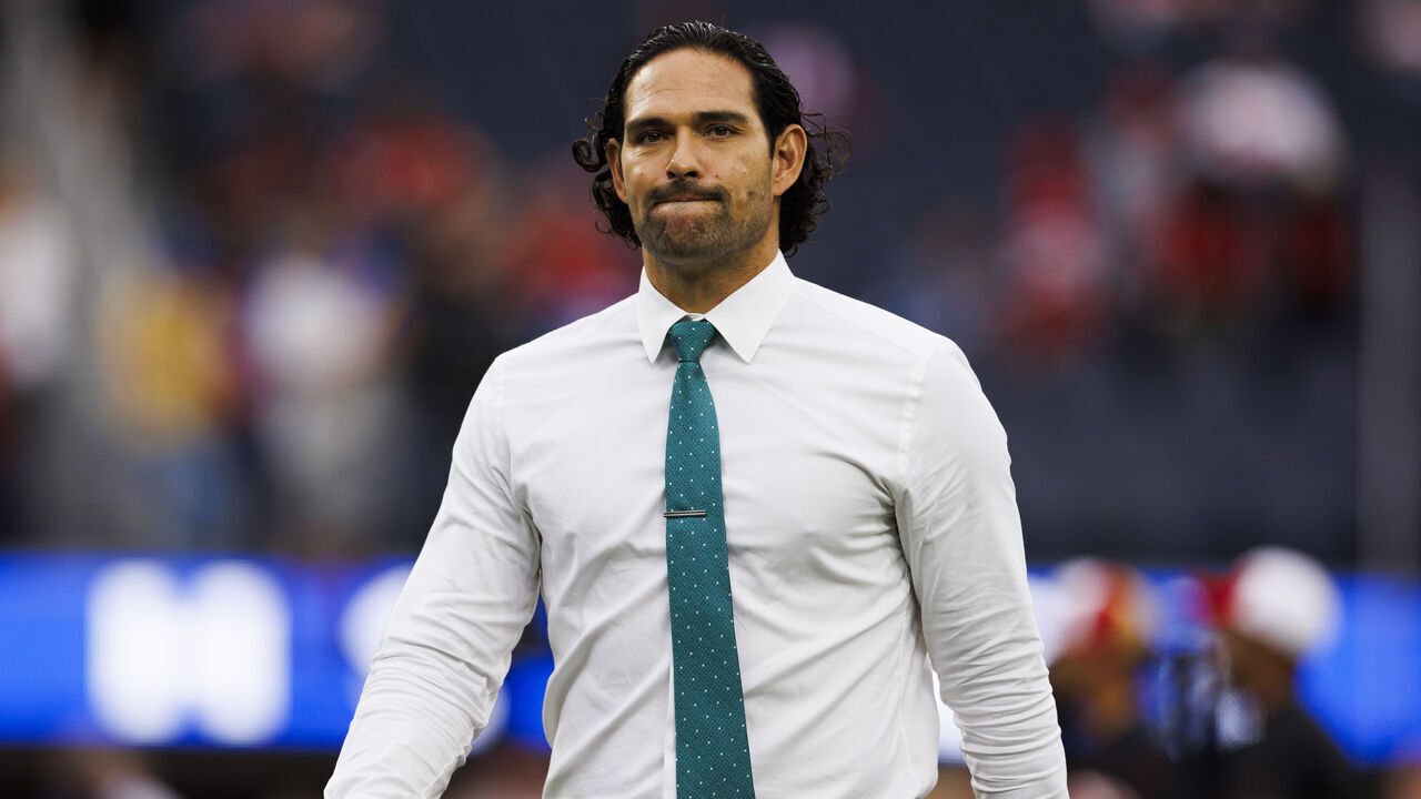 INGLEWOOD, CALIFORNIA - SEPTEMBER 17: Mark Sanchez former NFL quarterback on the field during a game between the San Francisco 49ers and the Los Angeles Rams at SoFi Stadium on September 17, 2023 in Inglewood, California.
