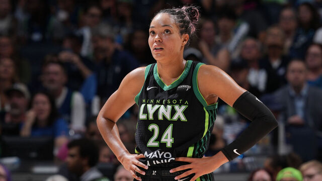 MINNEAPOLIS, MN - SEPTEMBER 23: Napheesa Collier #24 of the Minnesota Lynx during the game against the Phoenix Mercury during Game Two of the 2025 WNBA Playoffs semifinals during Round 2 Game 2 of the 2025 WNBA Playoffs on September 23, 2025 at Target Center in Minneapolis, Minnesota. Mandatory Copyright Notice: Copyright 2025 NBAE