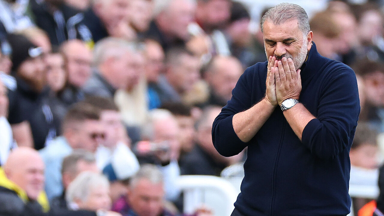 NEWCASTLE UPON TYNE, ENGLAND - OCTOBER 5: Ange Postecoglou the head coach / manager of Nottingham Forest reacts during the Premier League match between Newcastle United and Nottingham Forest at St James' Park on October 5, 2025 in Newcastle upon Tyne, England.