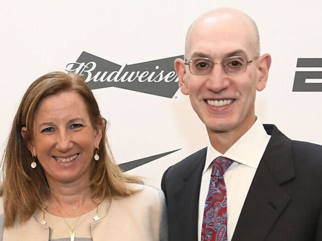 NEW YORK, NY - SEPTEMBER 25: Shelley Zalis, CEO of The Female Quotient, ESPN Talent Doris Burke, WNBA President, Cathy Engelbert and NBA Commissioner Adam Silver speaks to the attendees during the Believe In Women Event at the Sugar Factory on September 25, 2019 in New York, New York. Mandatory Copyright Notice: Copyright 2019 NBAE