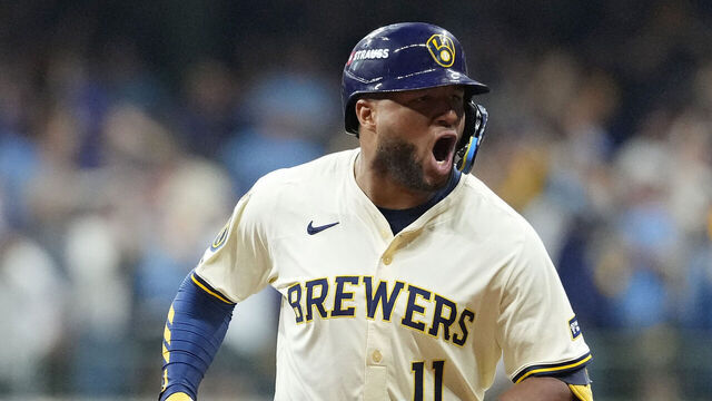 MILWAUKEE, WISCONSIN - OCTOBER 06: Jackson Chourio #11 of the Milwaukee Brewers rounds the bases after hitting a home run during the fourth inning against the Chicago Cubs in game two of the National League Division Series at American Family Field on October 06, 2025 in Milwaukee, Wisconsin.