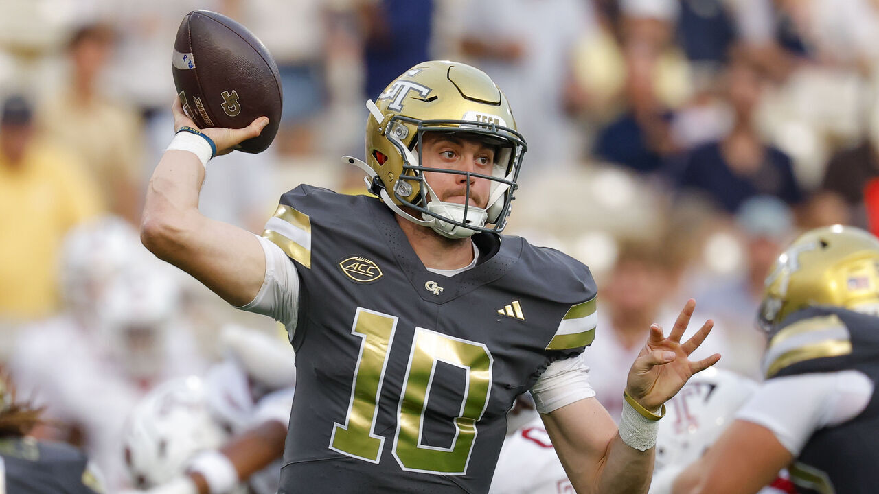 ATLANTA, GEORGIA - SEPTEMBER 20: Haynes King #10 of the Georgia Tech Yellow Jackets rolls out to pass during the third quarter against the Temple Owls at Bobby Dodd Stadium on September 20, 2025 in Atlanta, Georgia.