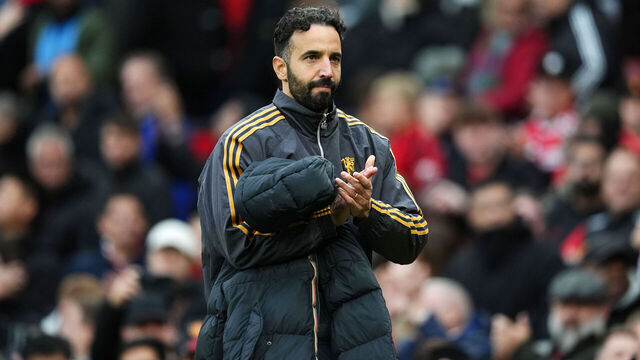 Manchester United manager Ruben Amorim at full time during the Premier League match at Old Trafford, Manchester. Picture date: Saturday October 4, 2025.