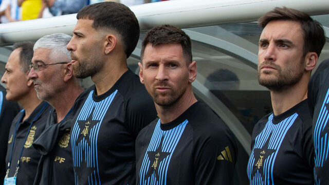 CHICAGO, ILLINOIS - JUNE 9: Lionel Messi #10 of Argentina looks on from the bench before a match between Ecuador and Argentina at Soldier Field on June 9, 2024 in Chicago, Illinois.