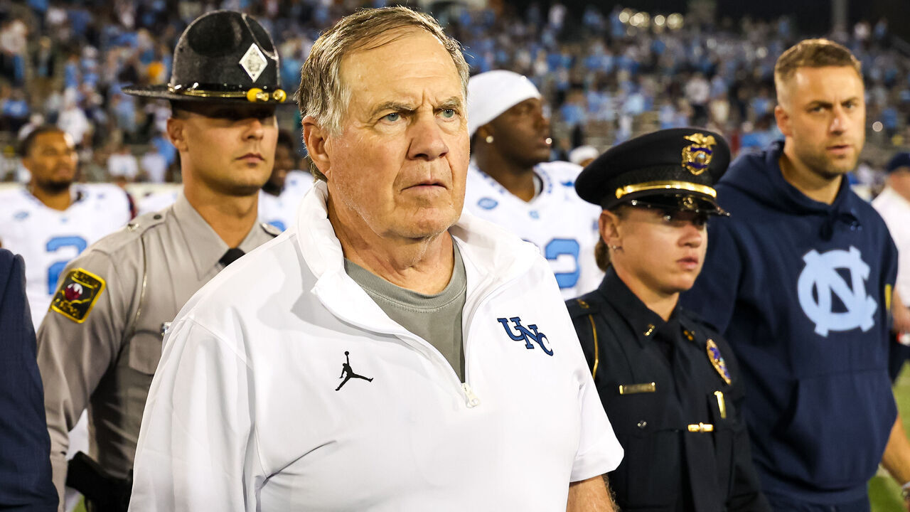 CHARLOTTE, NORTH CAROLINA - SEPTEMBER 06: Head Coach Bill Belichick of the North Carolina Tar Heels walks off the field after the football game against the Charlotte 49ers at Jerry Richardson Stadium on September 06, 2025 in Charlotte, North Carolina.