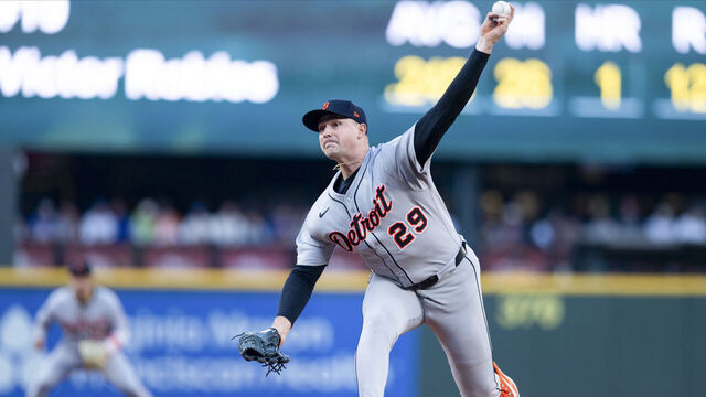 SEATTLE, WA - OCTOBER 05: Tarik Skubal #29 of the Detroit Tigers pitches during Game Two of the American League Division Series presented by Booking.com between the Detroit Tigers and the Seattle Mariners at T-Mobile Park on Sunday, October 5, 2025 in Seattle, Washington.
