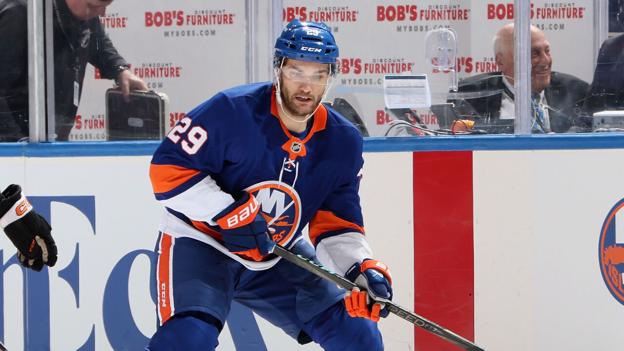 ELMONT, NEW YORK - SEPTEMBER 21: h29skates against the Philadelphia Flyers in a preseason game at UBS Arena on September 21, 2025 in Elmont, New York.