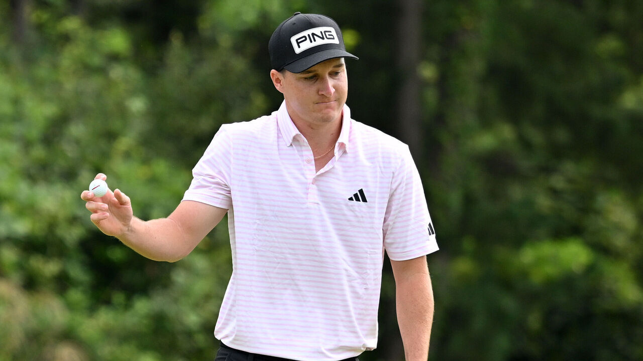 YOKOHAMA, JAPAN - OCTOBER 12: Matt McCarty of the United States acknowledges the gallery after the birdie on the 8th green during the final round of the Baycurrent Classic Presented by LEXUS at Yokohama Country Club on October 12, 2025 in Yokohama, Kanagawa, Japan.