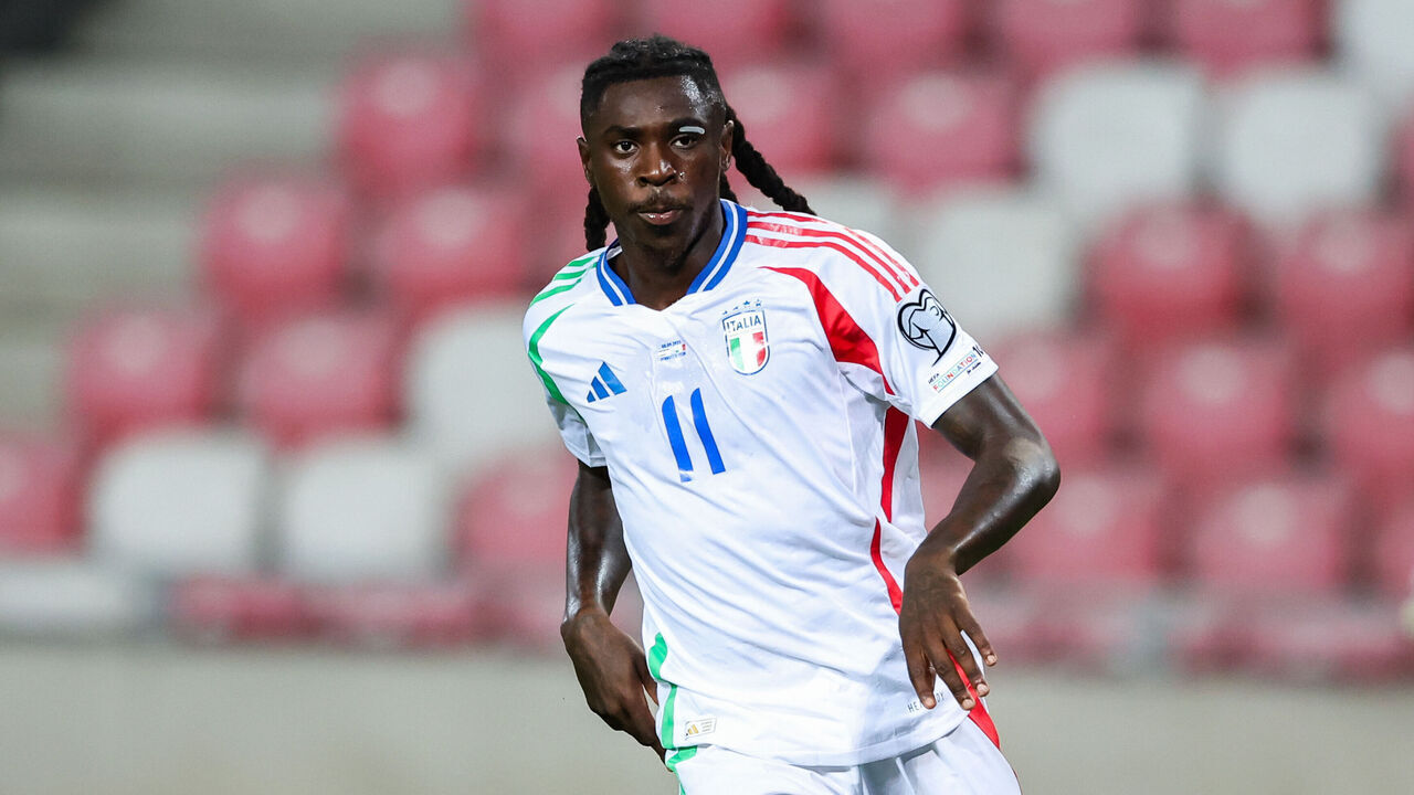 DEBRECZYN, HUNGARY - 2025/09/08: Moise Kean of Italy seen during The European World Cup Qualifiers 2026 football match between Israel and Italy at Nagyerdei Stadion. Final score; Israel 4:5 Italy.