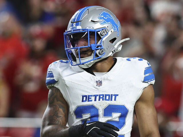 KANSAS CITY, MO - OCTOBER 12: Detroit Lions safety Brian Branch (32) in the fourth quarter of an NFL game between the Detroit Lions and Kansas City Chiefs on October 12, 2025 at GEHA Field at Arrowhead Stadium in Kansas City, MO.