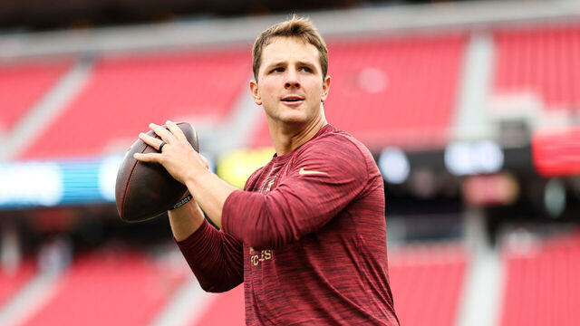 SANTA CLARA, CALIFORNIA - SEPTEMBER 28: Brock Purdy #13 of the San Francisco 49ers warms up prior to the game against the Jacksonville Jaguars at Levi's Stadium on September 28, 2025 in Santa Clara, California.