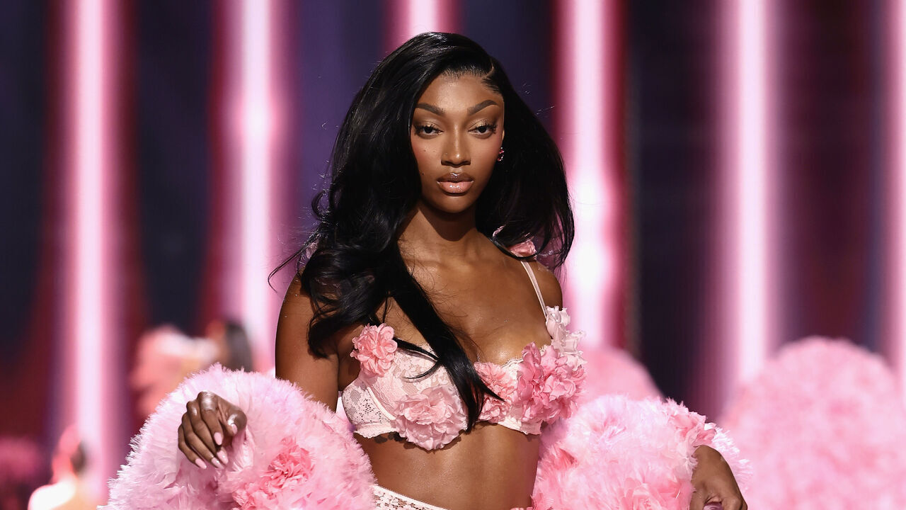 NEW YORK, NEW YORK - OCTOBER 15: Angel Reese walks the runway for Victoria's Secret Fashion Show 2025 on October 15, 2025 in New York City.