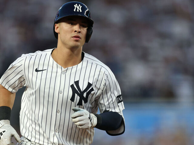 NEW YORK, NEW YORK - SEPTEMBER 30: Anthony Volpe #11 of the New York Yankees runs around the bases after his solo home run against the Boston Red Sox during the second inning of game one of the American League Wild Card Series at Yankee Stadium on September 30, 2025 in the Bronx borough of New York City.