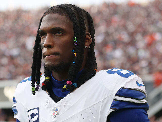 CHICAGO, ILLINOIS - SEPTEMBER 21: Ceedee Lamb #88 of the Dallas Cowboys looks on against the Chicago Bears at Soldier Field on September 21, 2025 in Chicago, Illinois.