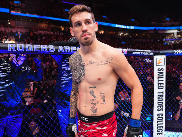 VANCOUVER, BRITISH COLUMBIA - OCTOBER 18: Brendan Allen prepares to face Reinier de Ridder of The Netherlands in a middleweight fight during the UFC Fight Night event at Rogers Arena on October 18, 2025 in Vancouver, British Columbia.