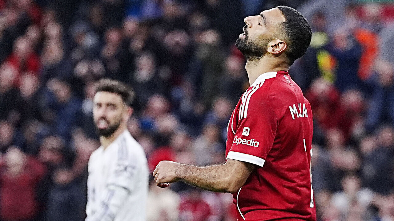 Liverpool's Mohamed Salah reacts after a missed opportunity during the Premier League match at Anfield, Liverpool. Picture date: Sunday October 19, 2025.