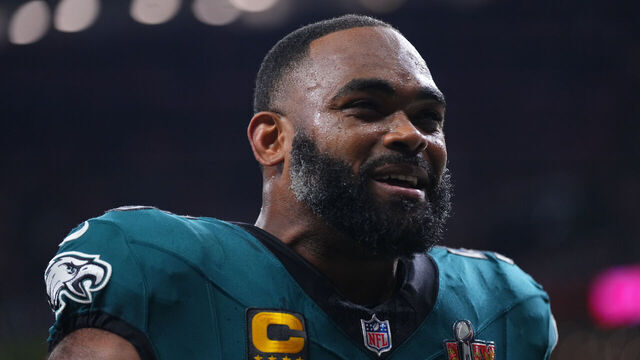NEW ORLEANS, LA - FEBRUARY 09: Brandon Graham #55 of the Philadelphia Eagles walks off the field after warmups prior to Super Bowl LIX against the Kansas City Chiefs at Caesars Superdome on February 9, 2025 in New Orleans, Louisiana.