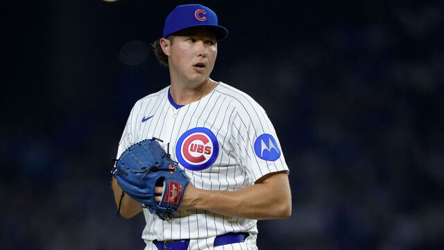 CHICAGO, ILLINOIS - AUGUST 5: Nate Pearson #56 of the Chicago Cubs pitches in a game against the Cincinnati Reds at Wrigley Field on August 5, 2025 in Chicago, Illinois.