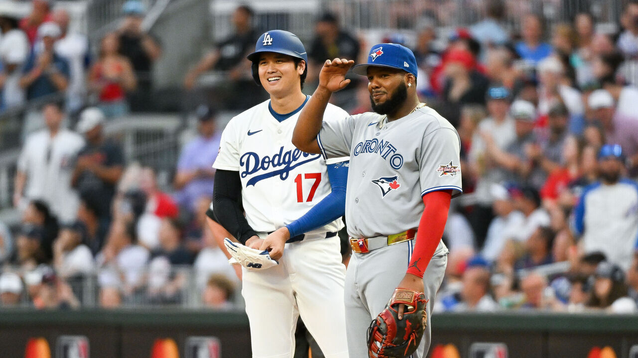 ATLANTA, GEORGIA - JULY 15: Shohei Ohtani #17 of the Los Angeles Dodgers looks on during the first inning of the MLB All-Star Game at Truist Park on July 15, 2025 in Atlanta, Georgia.