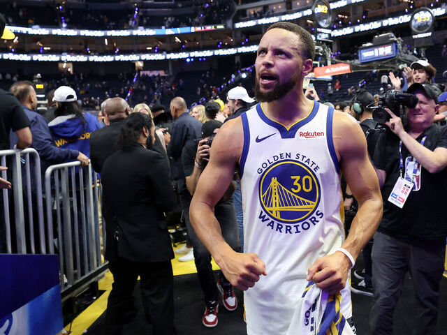 SAN FRANCISCO, CALIFORNIA - OCTOBER 23: Stephen Curry #30 of the Golden State Warriors leaves the court after they beat the Denver Nuggets in overtime at Chase Center on October 23, 2025 in San Francisco, California. NOTE TO USER: User expressly acknowledges and agrees that, by downloading and/or using this photograph, user is consenting to the terms and conditions of the Getty Images License Agreement.