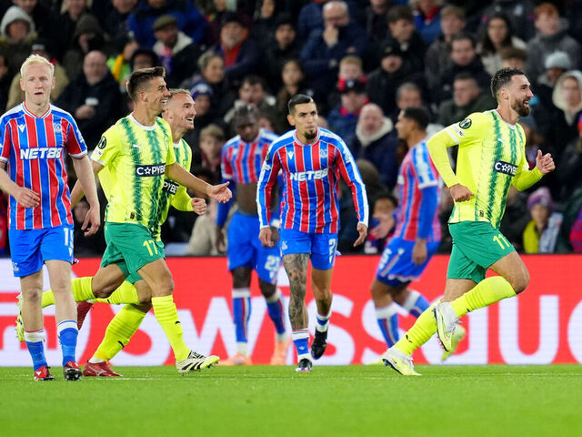 AEK Larnaca's Riad Bajic celebrates scoring their side's first goal of the game during the UEFA Conference League match at Selhurst Park, London. Picture date: Thursday October 23, 2025.