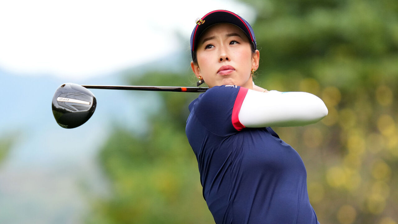 GOYANG, SOUTH KOREA - OCTOBER 24: Yealimi Noh of the United States Team hits her tee shot on the 3rd hole in the Pool A match against Thailand Team during day two of the Hanwha LIFEPLUS International Crown 2025 at New Korea Country Club on October 24, 2025 in Goyang, South Korea.