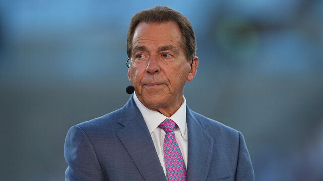 College Football: ESPN Gameday host and former coach Nick Saban on the set prior to the North Carolina vs TCU game at Kenan Memorial Stadium. Chapel Hill, NC 9/1/2025 CREDIT: Erick W. Rasco (Set Number: X164764 TK1)