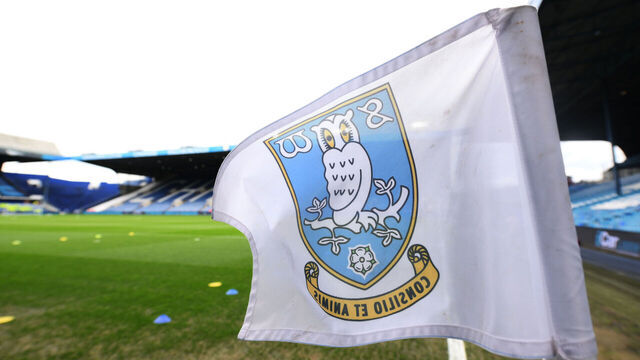 SHEFFIELD, ENGLAND - APRIL 13: A detailed view of a Sheffield Wednesday corner flag prior to the Sky Bet Championship match between Sheffield Wednesday and Stoke City at Hillsborough on April 13, 2024 in Sheffield, England.