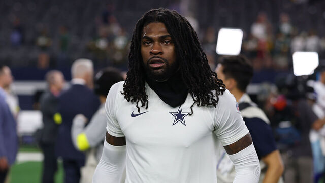 ARLINGTON, TEXAS - SEPTEMBER 28: Trevon Diggs #7 of the Dallas Cowboys leaves the field following a game against the Green Bay Packers at AT&T Stadium on September 28, 2025 in Arlington, Texas.