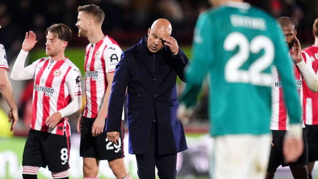 Liverpool manager Arne Slot reacts following the Premier League match at the Gtech Community Stadium, London. Picture date: Saturday October 25, 2025.