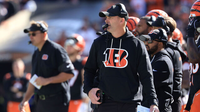 CINCINNATI, OHIO - OCTOBER 26: Head coach Zac Taylor of the Cincinnati Bengals looks on during the second quarter in the game against the New York Jets at Paycor Stadium on October 26, 2025 in Cincinnati, Ohio.
