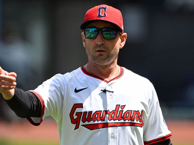 CLEVELAND, OHIO - APRIL 23: Associate manager Craig Albernaz #55 of the Cleveland Guardians walks off the field prior to a game against the New York Yankees at Progressive Field on April 23, 2025 in Cleveland, Ohio.