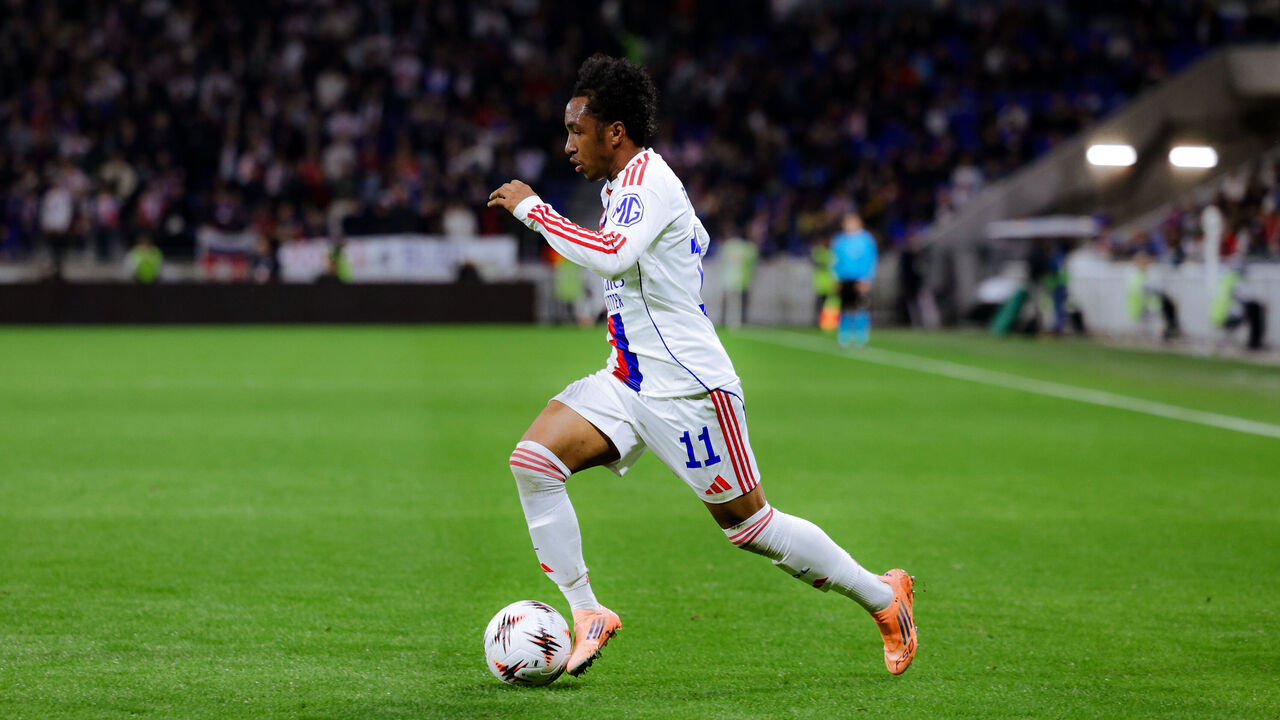 DECINES-CHARPIEU, FRANCE - OCTOBER 23: Malick Fofana of Olympique Lyonnais runs with the ball during the UEFA Europa League 2025/26 League Phase MD3 match between Olympique Lyonnais and FC Basel 1893 at OL Stadium on October 23, 2025 in Decines-Charpieu, France.